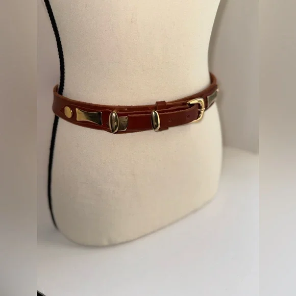 Women’s INIFINITY tan and gold leather belt size 36 - Picture 4 of 12